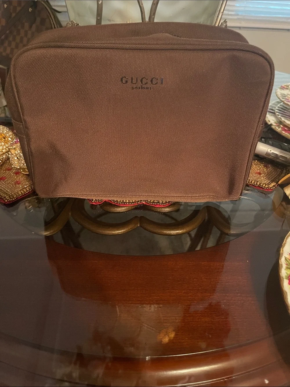 Gucci Brown Canvas Toiletry Organizer